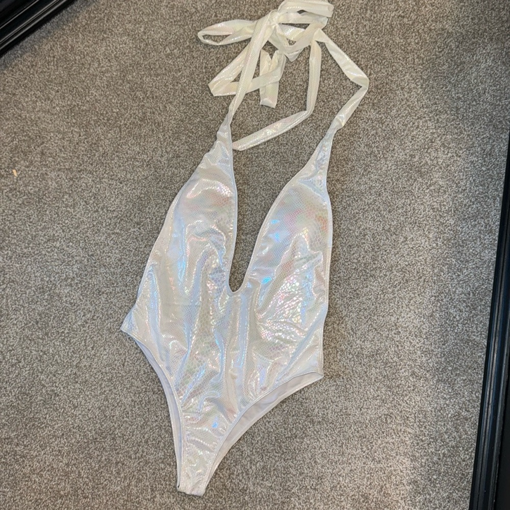 White snakeskin swimsuit